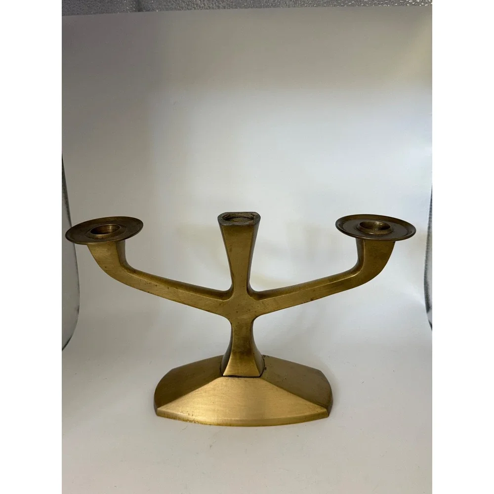 Vintage Mid Century Modern 1950s‎ Brass 3 Light Candelabra Brutalist India